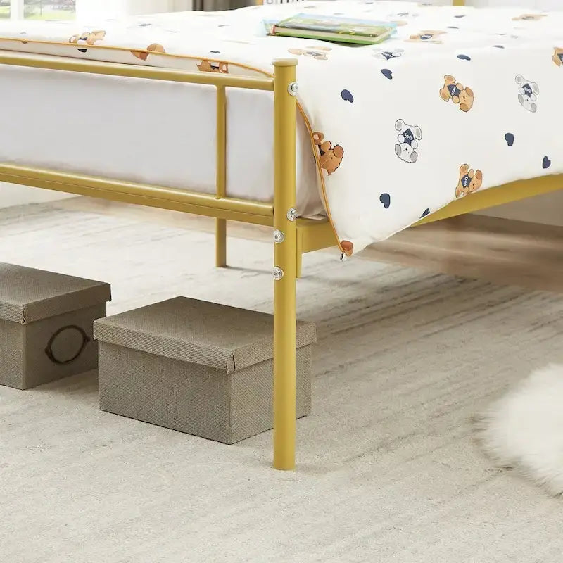 Cadre de lit plateforme en métal Javlergo avec tête de lit moderne, sommier non requis