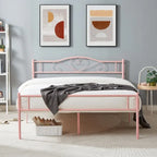 Cadre de lit plateforme en métal Javlergo avec tête de lit moderne, sommier non requis