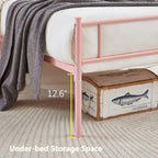 Cadre de lit plateforme en métal Javlergo avec tête de lit moderne, sommier non requis