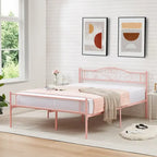 Cadre de lit plateforme en métal Javlergo avec tête de lit moderne, sommier non requis