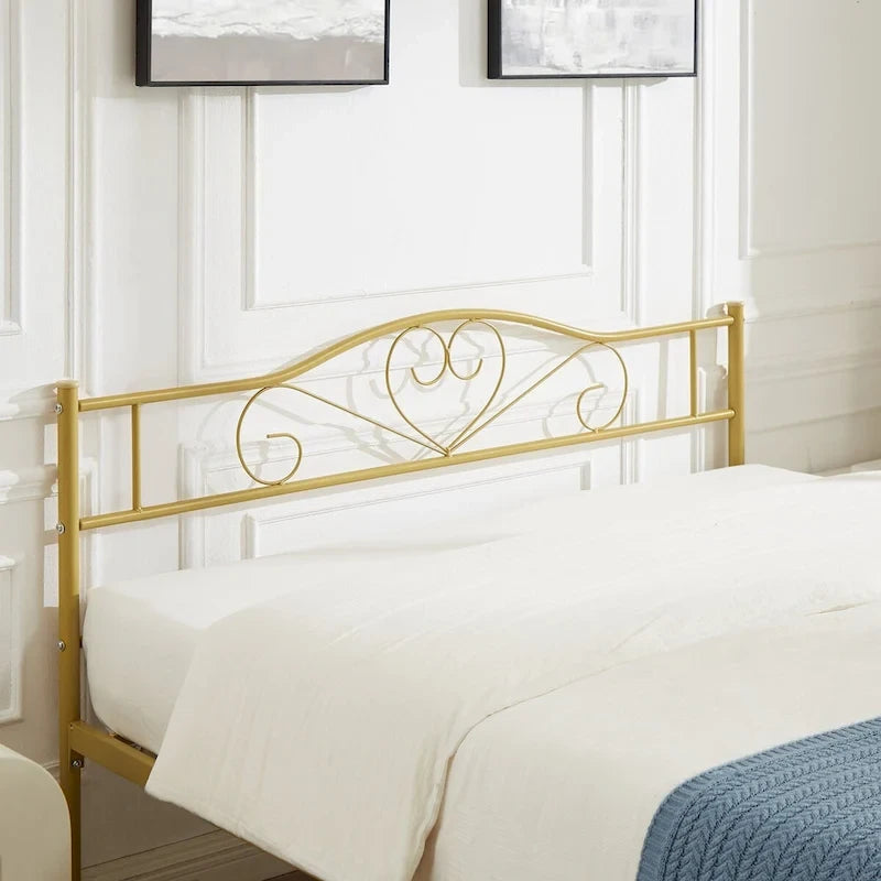 Cadre de lit plateforme en métal Javlergo avec tête de lit moderne, sommier non requis