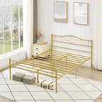 Cadre de lit plateforme en métal Javlergo avec tête de lit moderne, sommier non requis