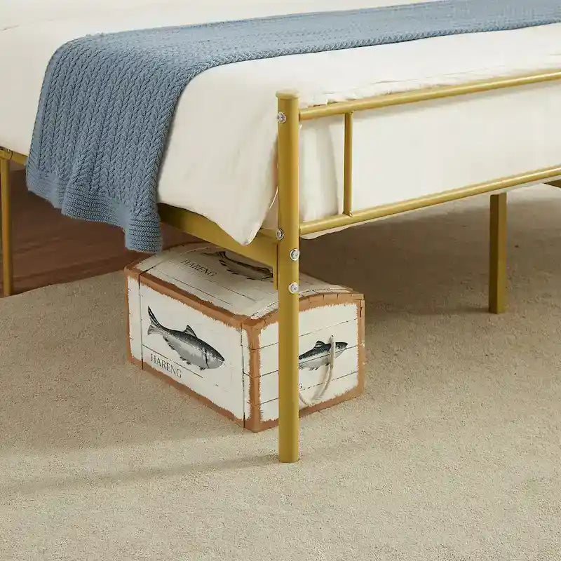 Cadre de lit plateforme en métal Javlergo avec tête de lit moderne, sommier non requis