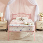 Cadre de lit plateforme en métal Javlergo avec tête de lit moderne, sommier non requis