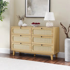 wooden antique six-drawer dresser