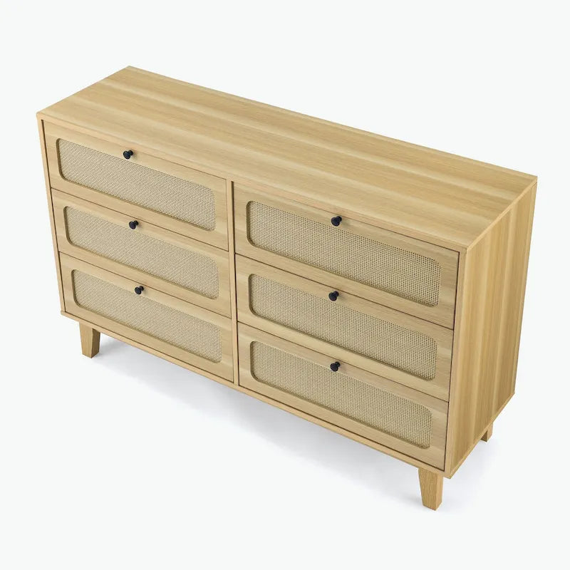 commode ancienne en bois à six tiroirs