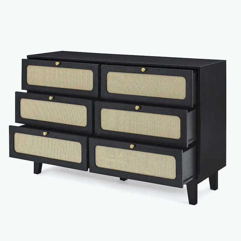 commode ancienne en bois à six tiroirs