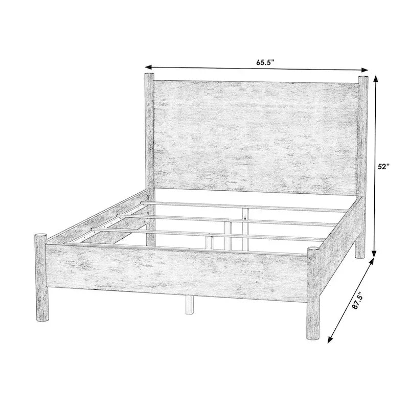 Lit plateforme Lennon à pieds arrondis