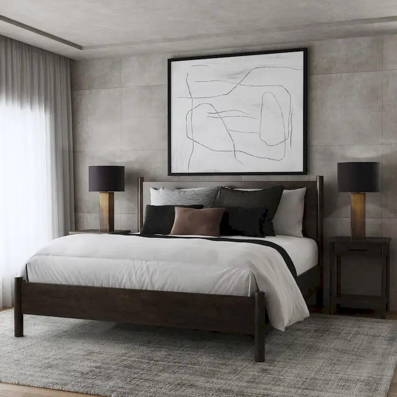 Lit plateforme Lennon à pieds arrondis