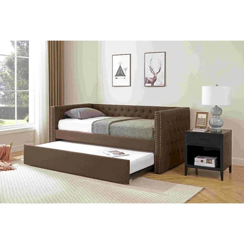 Lit de jour rembourré avec lit gigogne