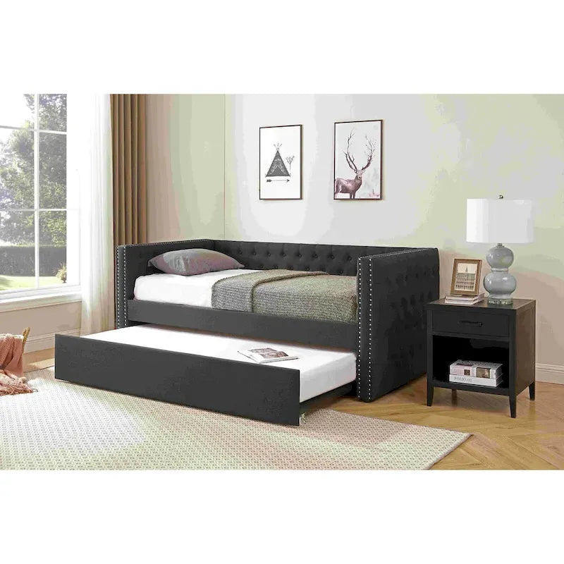 Lit de jour rembourré avec lit gigogne