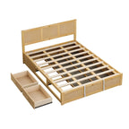 Lit plateforme en bois Queen Size avec système de rangement hydraulique et 2 tiroirs