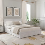 Lit plateforme en bois Queen Size avec système de rangement hydraulique et 2 tiroirs