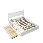 Lit plateforme en bois Queen Size avec système de rangement hydraulique et 2 tiroirs