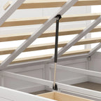 Lit plateforme en bois Queen Size avec système de rangement hydraulique et 2 tiroirs