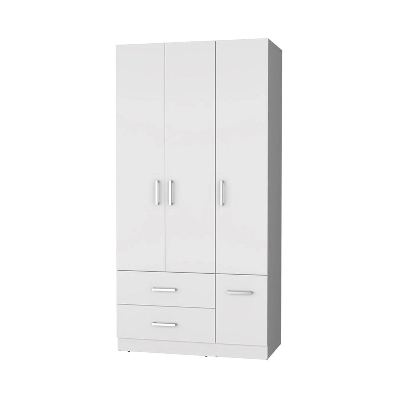 Armoire Douglas en mélamine, deux tiroirs, tringle à vêtements - Non disponible