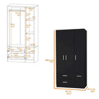 Armoire Douglas en mélamine, deux tiroirs, tringle à vêtements - Non disponible