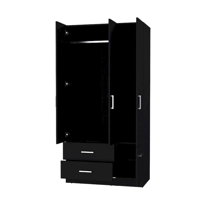 Armoire Douglas en mélamine, deux tiroirs, tringle à vêtements - Non disponible