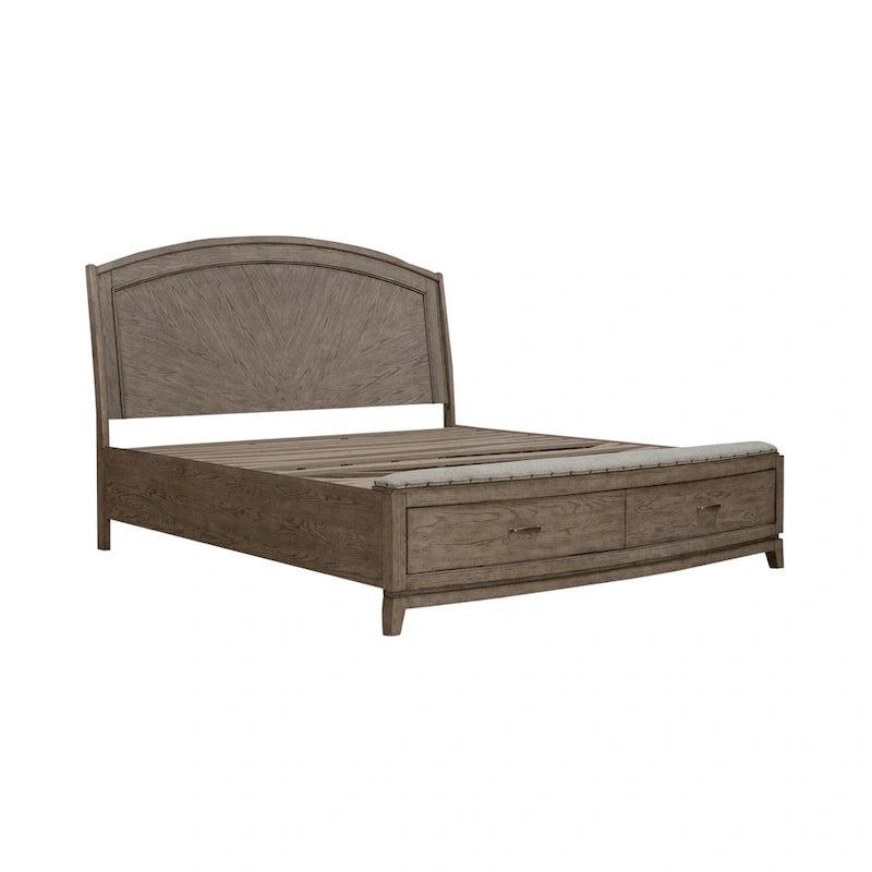 Lit coffre Avalon en chêne beige bruni - King ou Queen