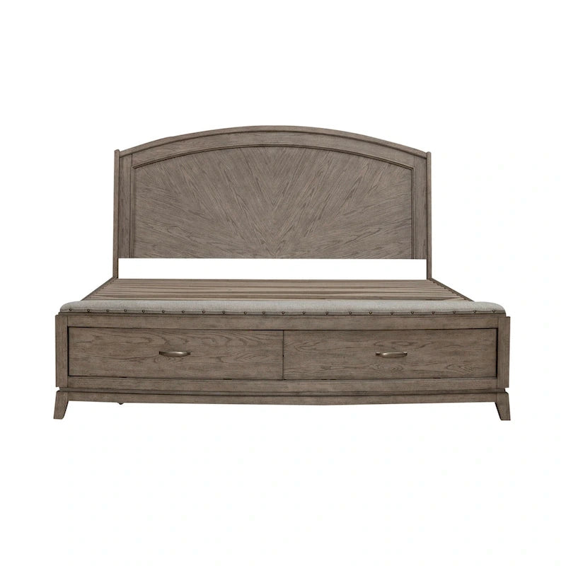 Lit coffre Avalon en chêne beige bruni - King ou Queen