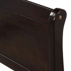 Lit traîneau à cadre en bois avec pied de lit, disponible en tailles simple, double et queen.