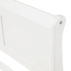 Lit traîneau à cadre en bois avec pied de lit, disponible en tailles simple, double et queen.