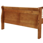 Lit traîneau à cadre en bois avec pied de lit, disponible en tailles simple, double et queen.