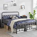 Yaheetech Metal Bed with High Headboard and Footboard with Storage