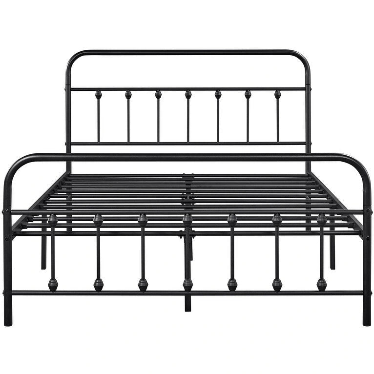 Lit en métal Yaheetech avec tête et pied de lit hauts et rangement