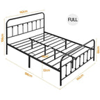 Lit en métal Yaheetech avec tête et pied de lit hauts et rangement