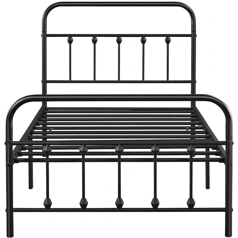 Lit en métal Yaheetech avec tête et pied de lit hauts et rangement