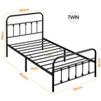 Lit en métal Yaheetech avec tête et pied de lit hauts et rangement