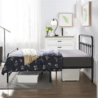 Lit en métal Yaheetech avec tête et pied de lit hauts et rangement