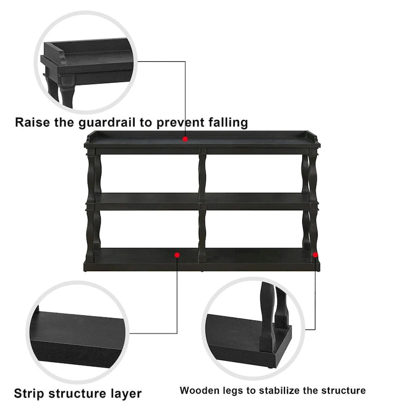 Console avec 3 niveaux de rangement ouverts - Non applicable