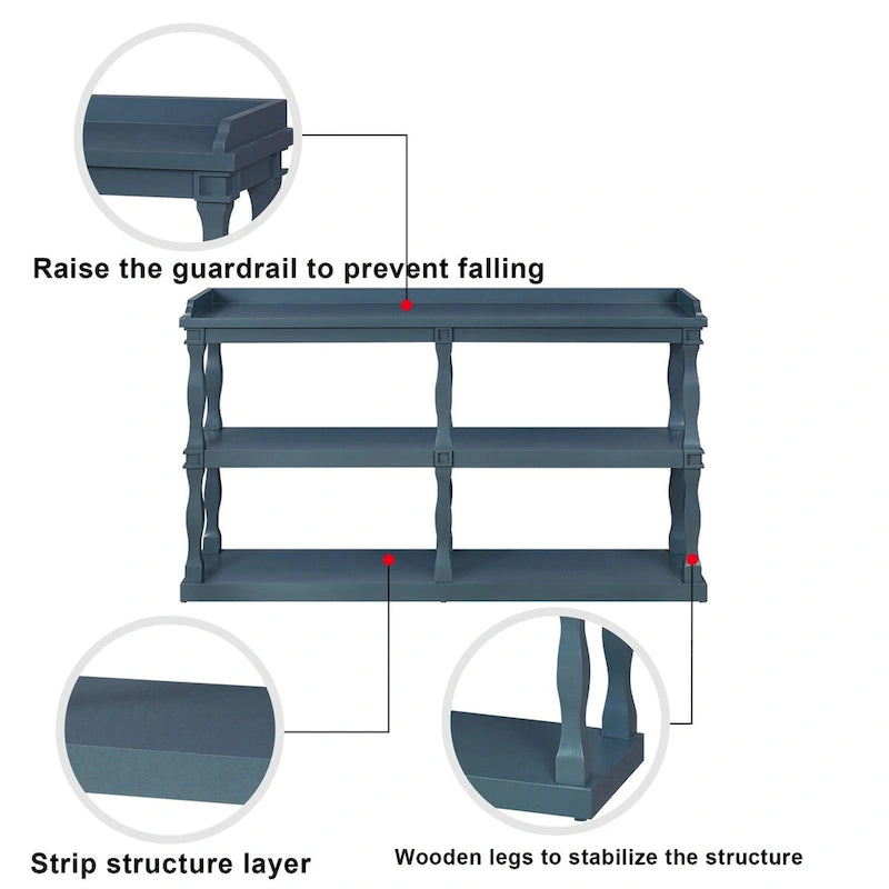 Console avec 3 niveaux de rangement ouverts - Non applicable