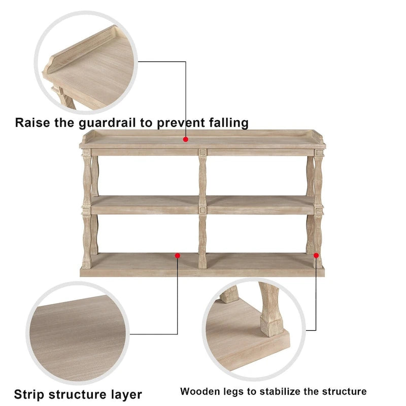 Console avec 3 niveaux de rangement ouverts - Non applicable
