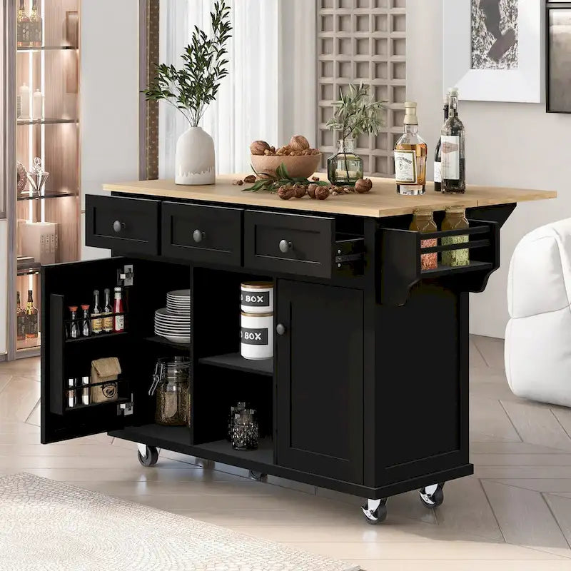 Chariot de cuisine avec comptoir rabattable