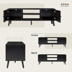 Meuble TV, meuble TV moderne du milieu du siècle pour téléviseur 55/60 pouces, meuble TV de style ferme, centre de divertissement pour salon