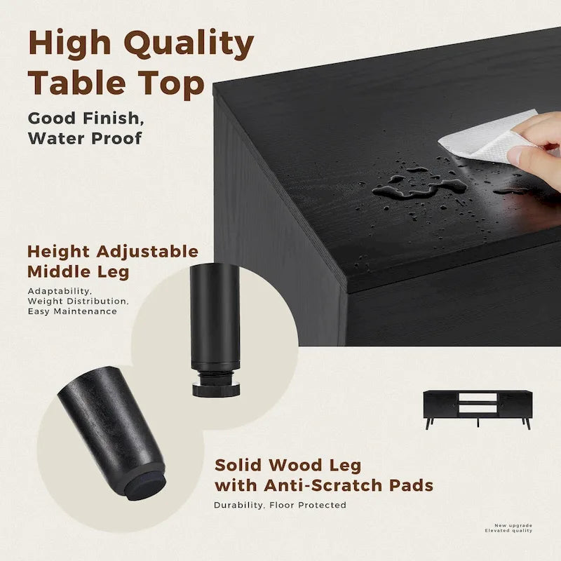 Meuble TV, meuble TV moderne du milieu du siècle pour téléviseur 55/60 pouces, meuble TV de style ferme, centre de divertissement pour salon