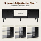 Meuble TV, meuble TV moderne du milieu du siècle pour téléviseur 55/60 pouces, meuble TV de style ferme, centre de divertissement pour salon