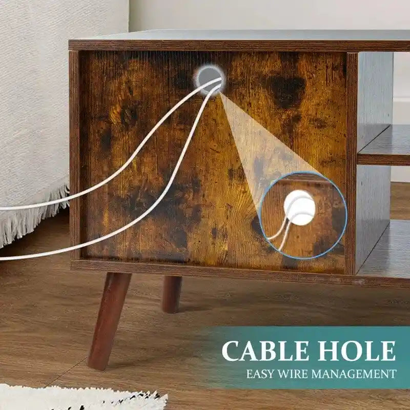 Meuble TV, meuble TV moderne du milieu du siècle pour téléviseur 55/60 pouces, meuble TV de style ferme, centre de divertissement pour salon