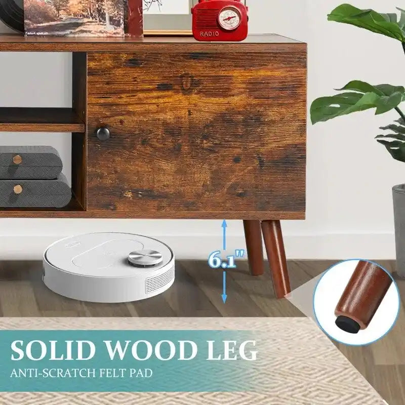 Meuble TV, meuble TV moderne du milieu du siècle pour téléviseur 55/60 pouces, meuble TV de style ferme, centre de divertissement pour salon