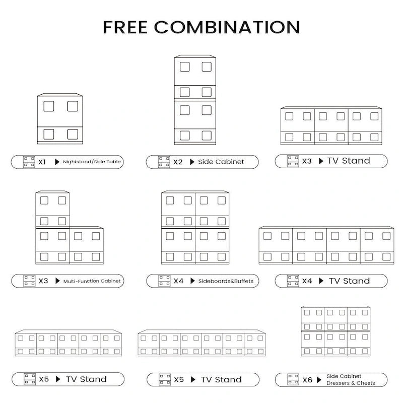 Meubles en bois multifonctionnels décoratifs style milieu du siècle, 1 à 4 pièces