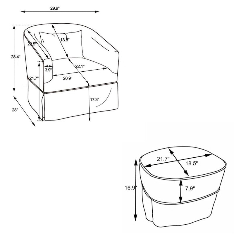 Fauteuil pivotant avec repose-pieds et base en métal noir