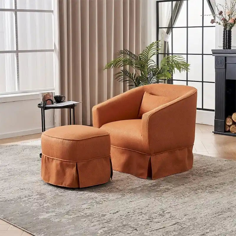 Fauteuil pivotant avec repose-pieds et base en métal noir