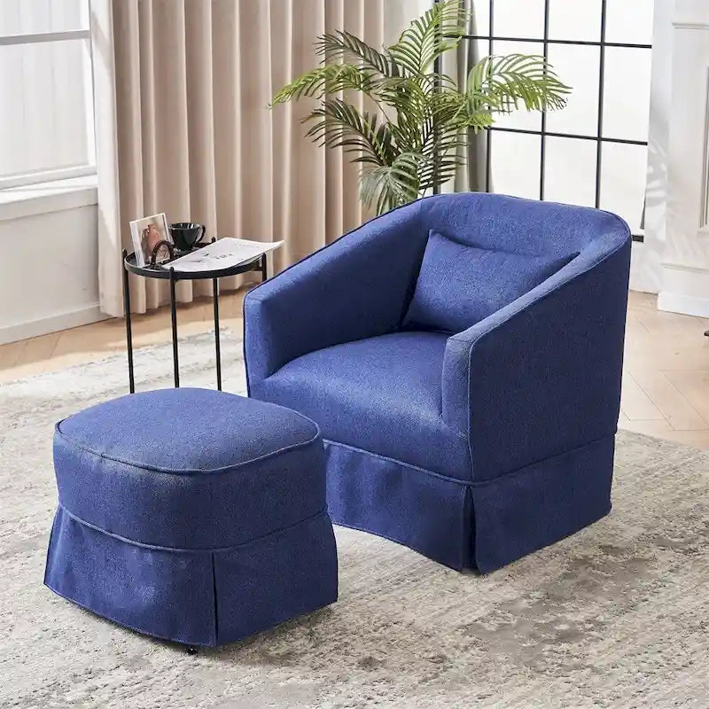 Fauteuil pivotant avec repose-pieds et base en métal noir