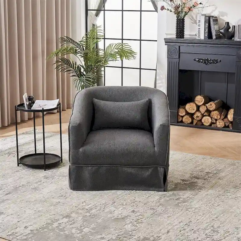 Fauteuil pivotant avec repose-pieds et base en métal noir