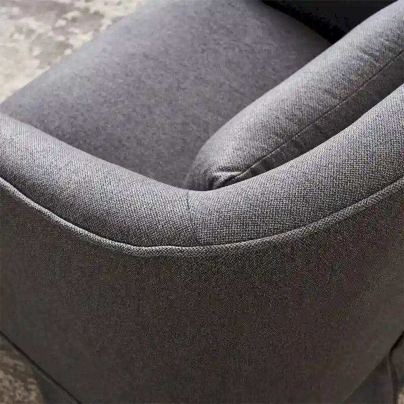 Fauteuil pivotant avec repose-pieds et base en métal noir