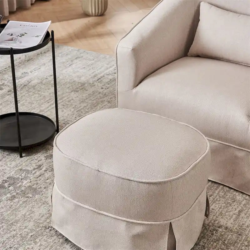 Fauteuil pivotant avec repose-pieds et base en métal noir