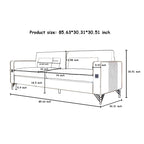 Canapé deux places moderne en velours capitonné avec coussins amovibles - 217,8 cm (P) x 77 cm (L) x 77,5 cm (H)